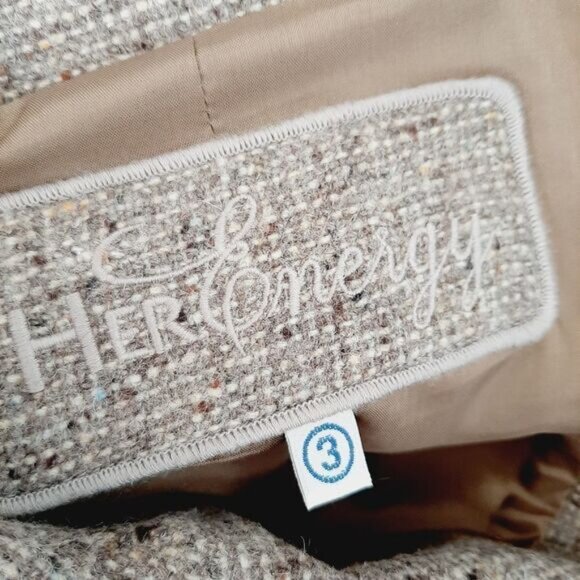 HER Energy Wool Blend Mixed Media Button Front Blazer Jacket Sz S - Picture 10 of 11